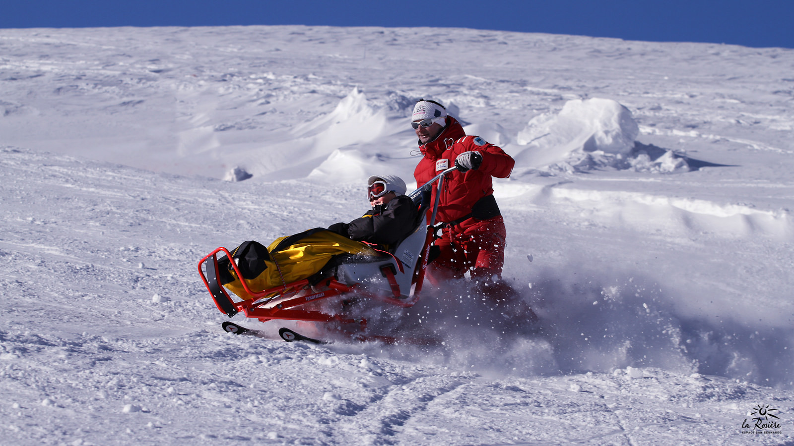 Skiing on a sit ski. Photo: La Rosiere Tourism Office. Empowering Fitness: Unlocking the Potential of People with Disabilities.