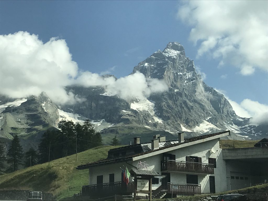 The sky allowed us to see for a bit the Monte Cervino, later the clouds covered it. Photo by The-Ski-Guru.