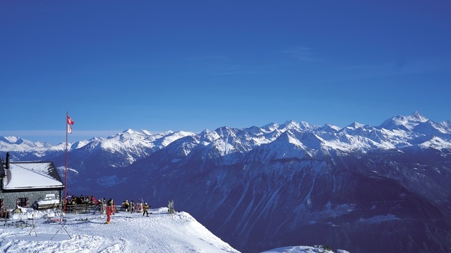 Crans - Montana skiing region in Canton Valais, near the Restaurant Les Violettes at an altitude of 2250 m. What does Climate Change will mean to a Mountain Nation such as Switzerland by 2060.  Copyright by Switzerland Tourism   Byline: ST/swiss-image.ch