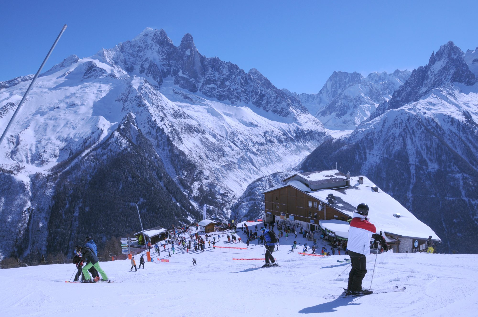 Chamonix. View of the Mer de Glace. Photo: J. Bozon. Chamonix Mont Blanc. A Pilot may face punishment after landing on the Mont Blanc.