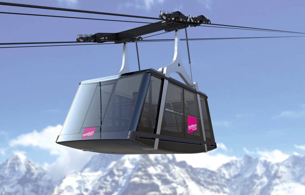 Cabin of the Schilthorn new funicular. Doppelmayr/Garaventa to build on the Schilthorn. Picture courtesy of Doppelmayr-Garaventa.