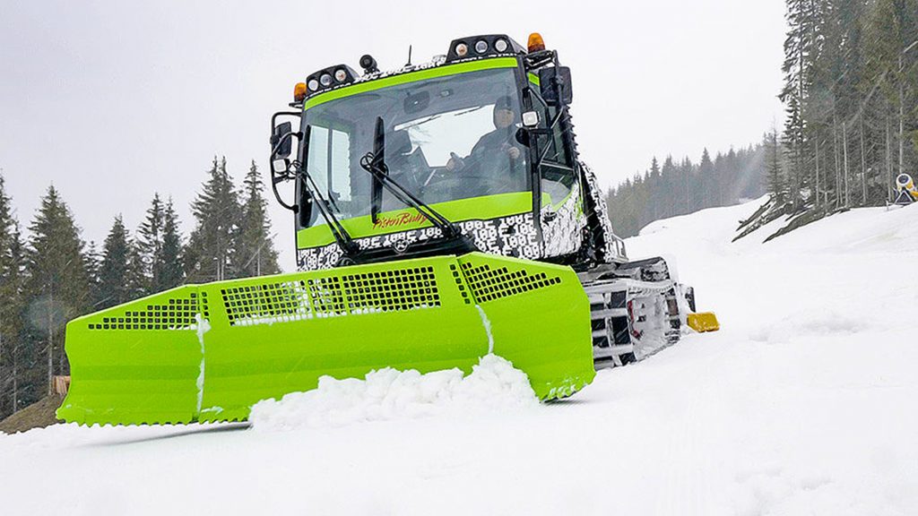 PistenBully Electric Snow Groomer. World First 0% Emissions Snow Groomer Was Launched by PistenBully. Photo: PistenBully.