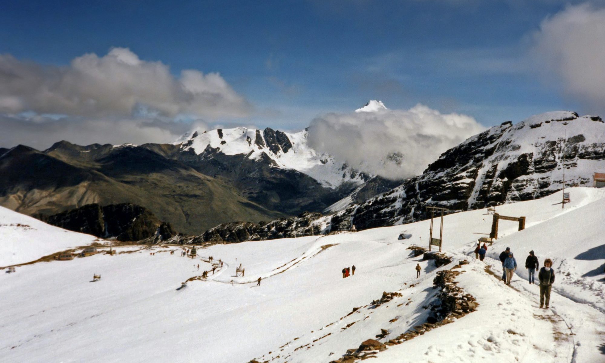 Chacaltaya Ski Resort in Bolivia. Chacaltaya Ski Resort is not Operating due to the Retreat of a 18,000-year-old glacier.