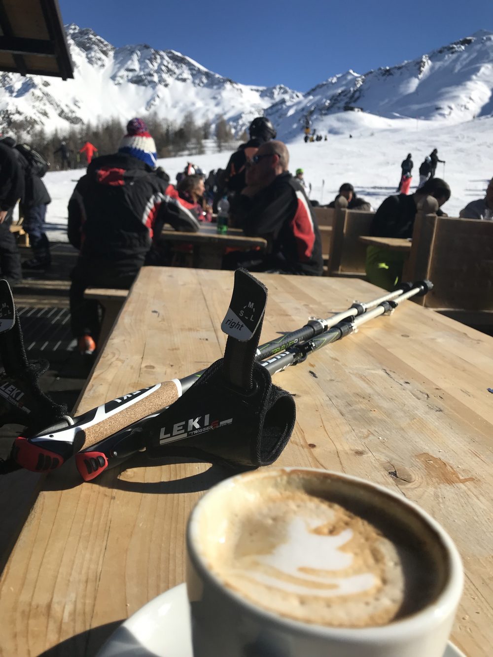 A stop in the way in Pila, my Nordic walking poles always with me. Training in the off-season for the ski-season.