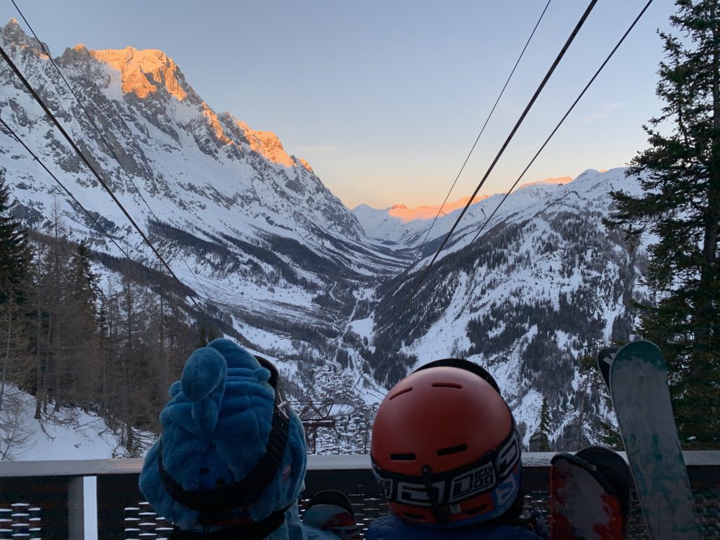 The boys waiting for the funicular of Val Veny to take us back to Courmayeur. Photo: The-Ski-Guru.