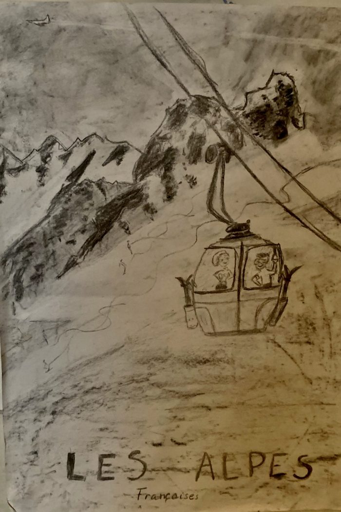 A poster of the French Alps in charcoal. The Art of the Mountains. 