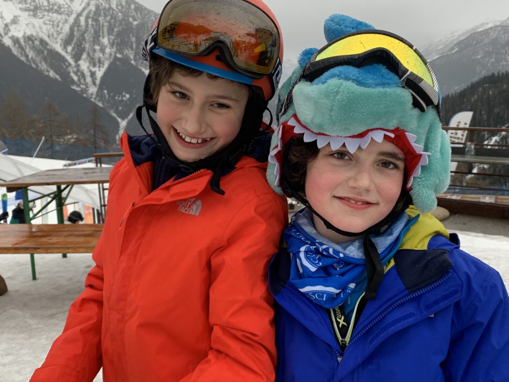 Our half term ski-safari holiday based in the Valdigne of Aosta Valley- Courmayeur, Pila and La Thuile. The boys happy after a great ski day.