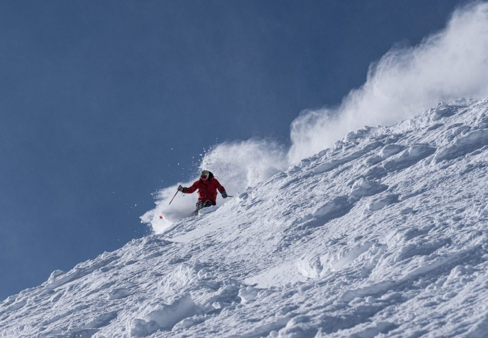 Dan Egan skiing in Big Sky, Montana. 30 Years in a White Haze- the new book by ski legend Dan Egan and Eric Wilbur will be available from March.