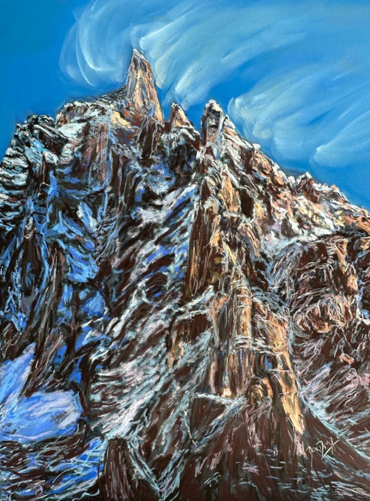 Cresta di Jetoula- Painted with soft pastels, pan pastels, pastel pencils and charcoal on La Carte Pastel. In my shop here. 