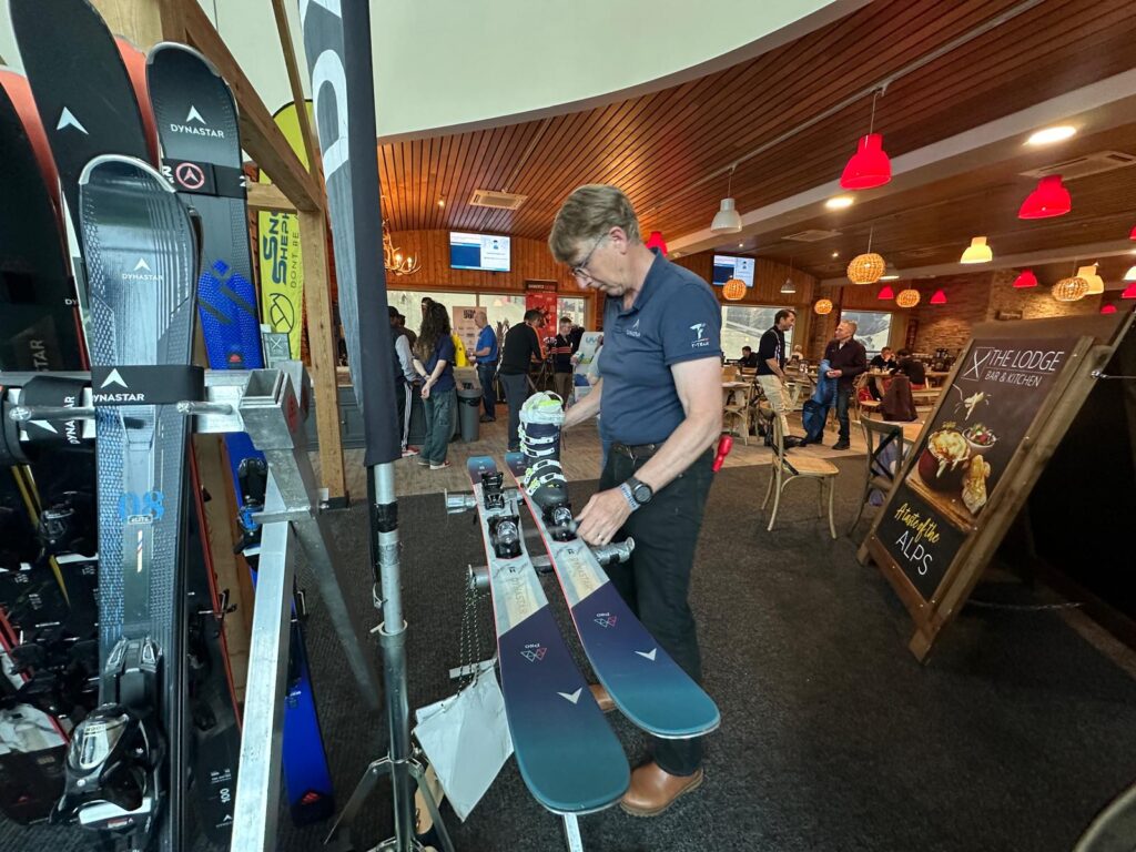 Getting my skis ready by Scott Dobson of Dynastar skis. Photo: The-Ski-Guru