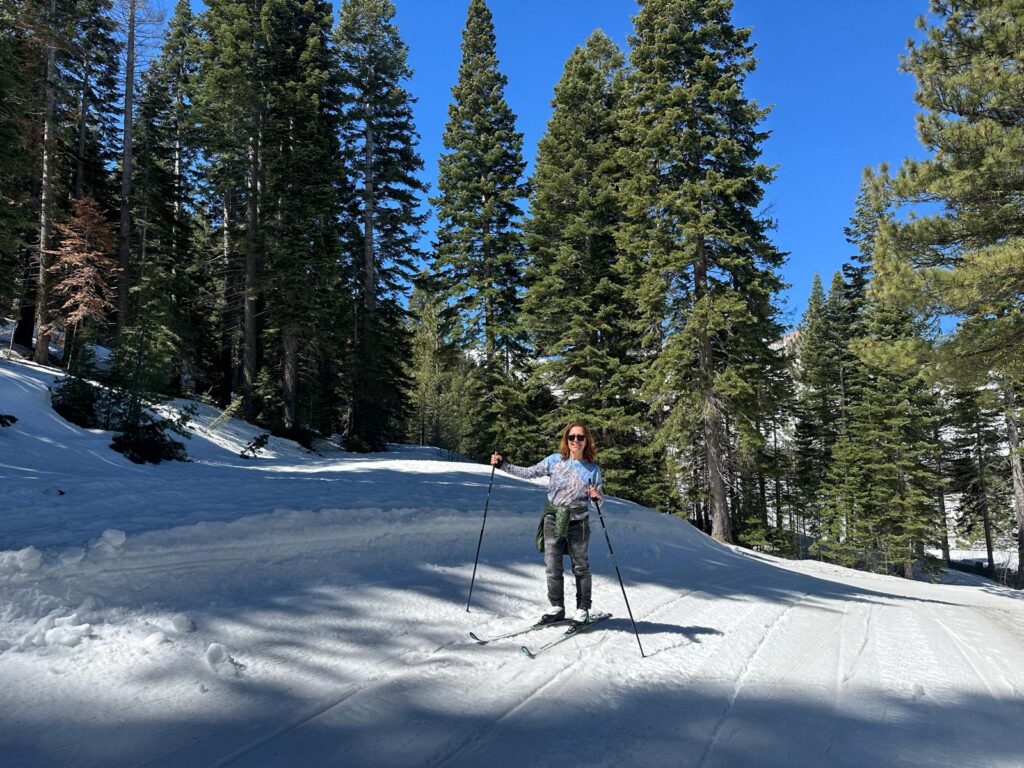 Cross-country skiing this past end of the season in Palisades Tahoe, North Lake Tahoe. Photo: Ester Servat-Codina. 