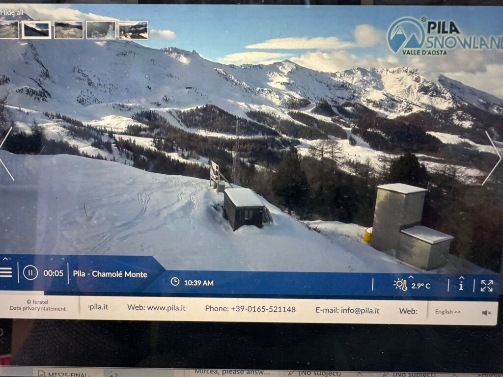 Pila webcam on 28 Nov 24. Photo: pila.it - Pila has postponed its opening of the ski season to Saturday 6th December.