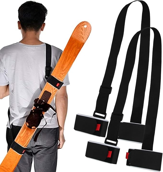 Shoulder ski strap, a great invention for going hands free from the parking lot to the lifts! 