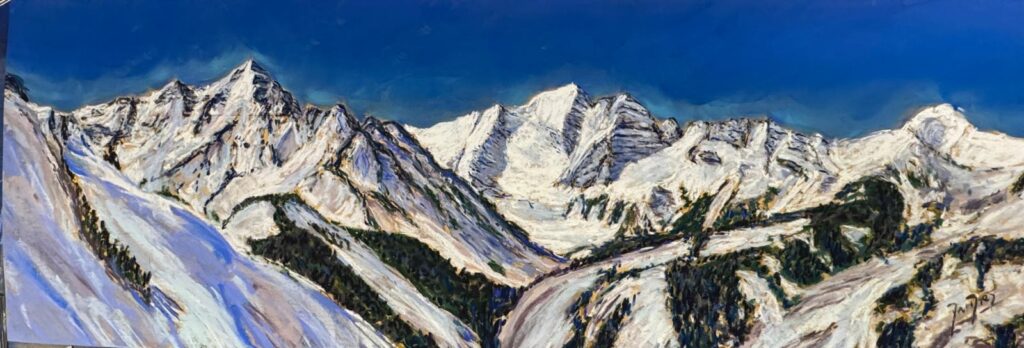 The View from Aspen Highlands towards Pyramid Peak & the Maroon Bells. 100 x 35 cm (40"x14" approximately). Check it out in my shop here. 